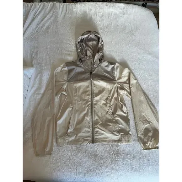 The North Face WindWall Hooded Full Zip Windbreaker, Cream/Light Gray, Medium - Picture 1 of 5